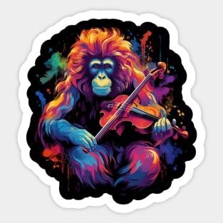 Snow Monkey Playing Violin Sticker